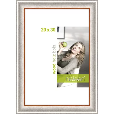 Rama drewniana Derby 20x30 cm | srebrny | szkło standardowe (2 mm)