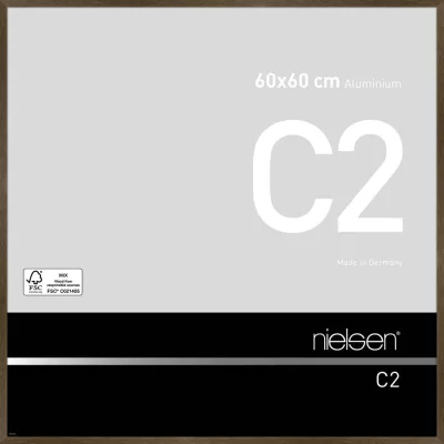 Alurahmen C2 60x60 cm | Struktur Walnuss matt | Normalglas (2 mm)
