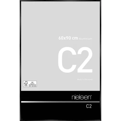 Alurahmen C2 60x90 cm | Eloxal Schwarz glanz | Normalglas (2 mm)