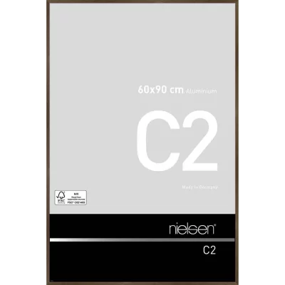 Alurahmen C2 60x90 cm | Struktur Walnuss matt | Normalglas (2 mm)
