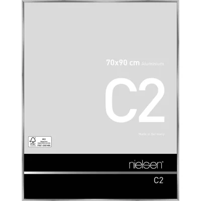 Aluminium lijst C2 70x90 cm | zilver, glanzend | normaal glas (2 mm)