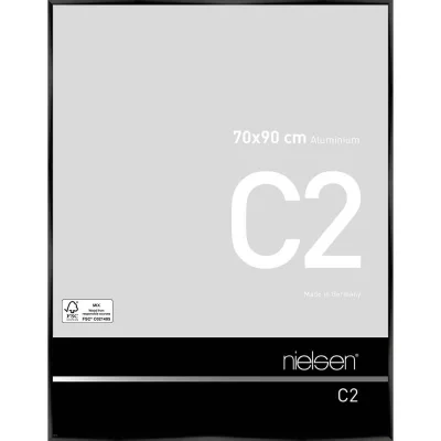 Aluminium lijst C2 70x90 cm | geanodiseerd zwart, glanzend | normaal glas (2 mm)