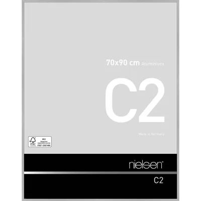 Aluminium lijst C2 70x90 cm | structuur zilver, mat | normaal glas (2 mm)