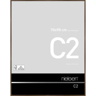 Aluminium lijst C2 70x90 cm | structuur walnoot, mat | normaal glas (2 mm)