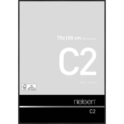 Alurahmen C2 70x100 cm | Struktur Schwarz matt | Normalglas (2 mm)