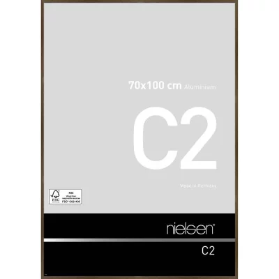 Alurahmen C2 70x100 cm | Struktur Walnuss matt | Normalglas (2 mm)