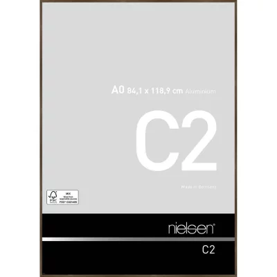 Alurahmen C2 84,1x118,9 cm (A0) | Struktur Walnuss matt | Normalglas (2 mm)