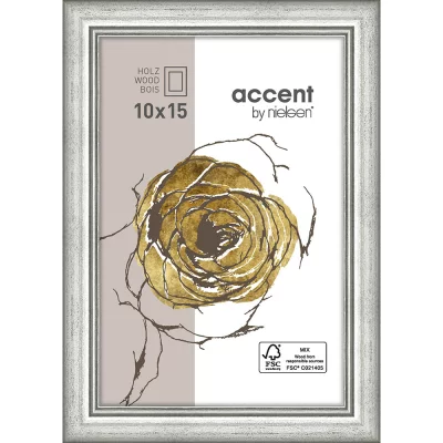 Houten kader Ascot 10x15 cm | zilver | normaal glas (2 mm)
