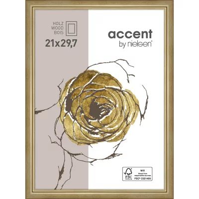 Rama drewniana Ascot 21x29,7 cm (A4) | złoty | szkło standardowe (2 mm)