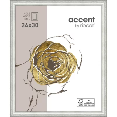 Holzrahmen Ascot 24x30 cm | Silber | Normalglas (2 mm)