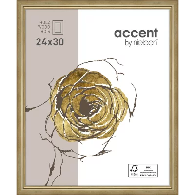 Holzrahmen Ascot 24x30 cm | Gold | Normalglas (2 mm)