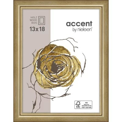 Rama drewniana Ascot 13x18 cm | złoty | szkło standardowe (2 mm)