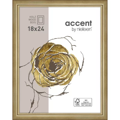 Rama drewniana Ascot 18x24 cm | złoty | szkło standardowe (2 mm)