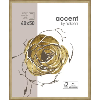 Rama drewniana Ascot 40x50 cm | złoty | szkło standardowe (2 mm)