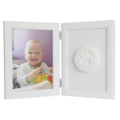 Thumbnail von Baby Abdruck-Set mit Gips und Doppel-Bilderrahmen - Bildgröße 13x18 cm weiß