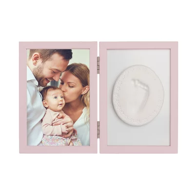 Thumbnail von Baby Abdruck-Set mit Gips und Doppel-Bilderrahmen - Bildgröße 10x15 cm pink