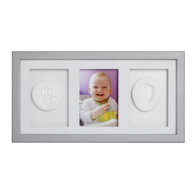Thumbnail von Baby Abdruck-Set mit Gips für 2 Abdrücke und Galerie-Bilderrahmen - Bildgröße 10x15 cm silber
