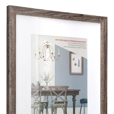 Houten kader Fiorito (MDF) met passe-partout 10x15 cm (7x10 cm) | notenboom | normaal glas (2 mm)