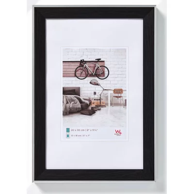 Rama z tworzywa sztucznego Bohemian z passe-partout 50x70 cm | czarny | szkło standardowe (2 mm)
