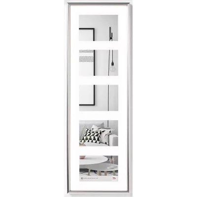 Multi fotokader van kunststof Geleria voor 5 foto’s 5x10x15 cm | zilver | normaal glas (2 mm)