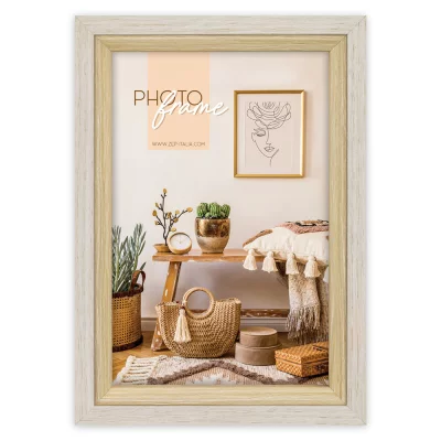 Houten kader Zara 10x15 cm | wit-natuur | normaal glas (2 mm)