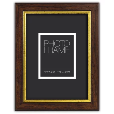 Houten kader Novara 10x15 cm | bruin-goud | normaal glas (2 mm)