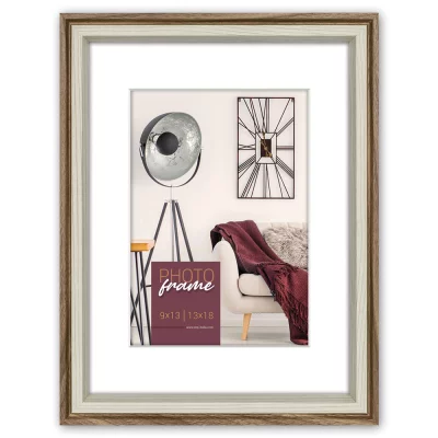 Houten kader Palmi (MDF) met passe-partout 30x40 cm (20x30 cm) | bruin-wit | normaal glas (2 mm)
