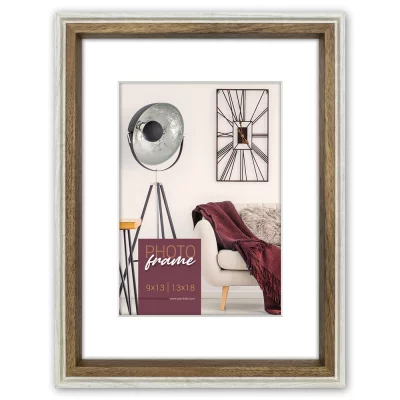 Houten kader Palmi (MDF) met passe-partout 30x40 cm (20x30 cm) | wit-bruin | normaal glas (2 mm)