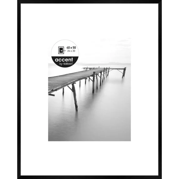 3D-Bilderrahmen Aura mit Distanzleiste 40x50 cm (24x30 cm) | schwarz | Normalglas (2 mm)