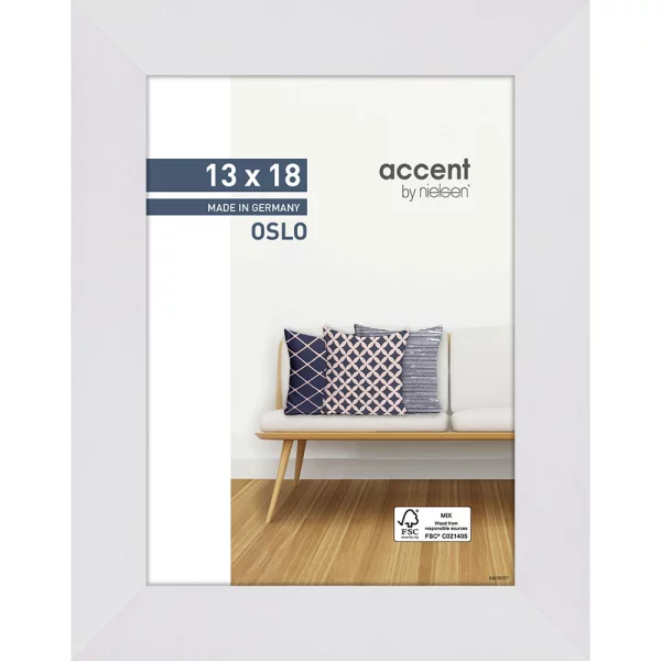 Cadre en bois Oslo 13x18 cm | blanc | verre standard (2 mm)