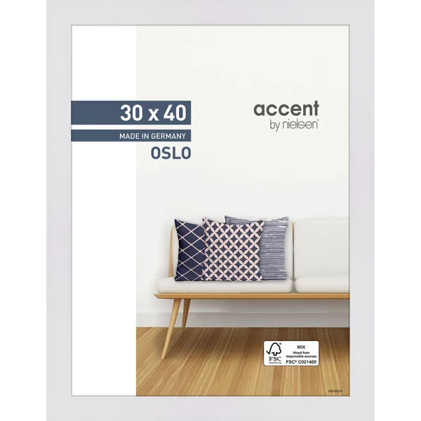 Cadre en bois Oslo 30x40 cm | blanc | verre standard (2 mm)