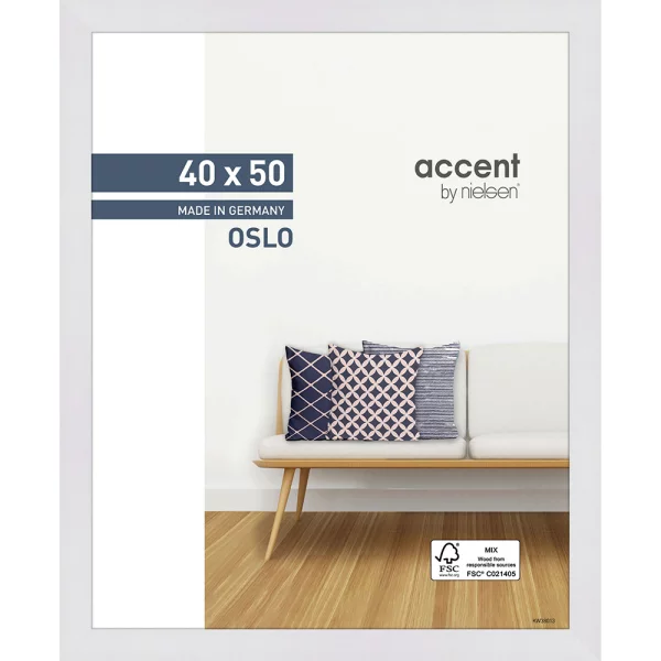 Cadre en bois Oslo 40x50 cm | blanc | verre standard (2 mm)