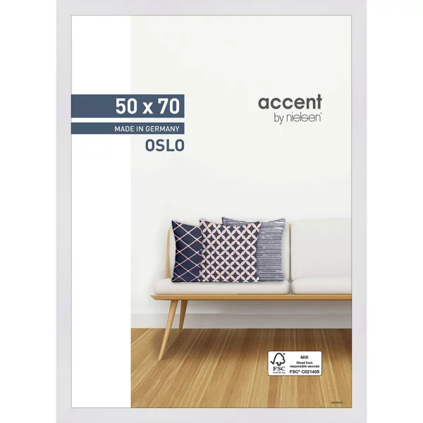 Cadre en bois Oslo 50x70 cm | blanc | verre standard (2 mm)