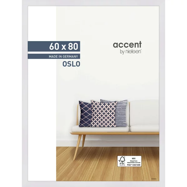 Holz Bilderrahmen Oslo 60x80 cm | Weiß | Normalglas (2 mm)
