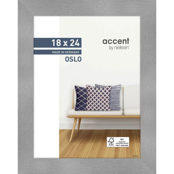 Cadre en bois Oslo 18x24 cm | argent | verre standard (2 mm)