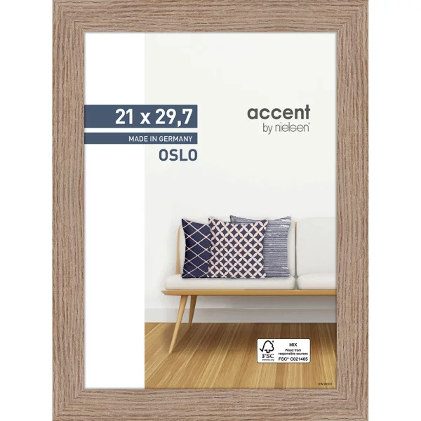 Cadre en bois Oslo 21x29,7 cm (A4) | chêne | verre standard (2 mm)
