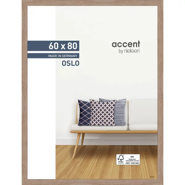 Cadre en bois Oslo 60x80 cm | chêne | verre standard (2 mm)