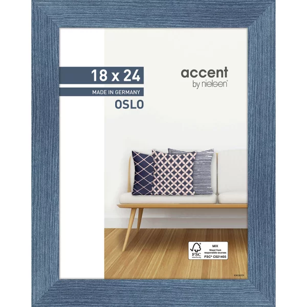 Cadre en bois Oslo 18x24 cm | bleu | verre standard (2 mm)