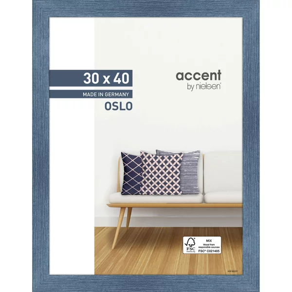 Holz Bilderrahmen Oslo 30x40 cm | Blau | Normalglas (2 mm)