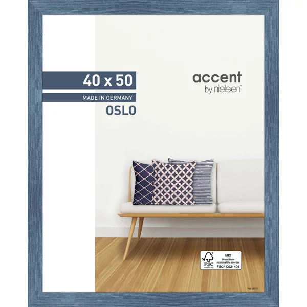 Cadre en bois Oslo 40x50 cm | bleu | verre standard (2 mm)