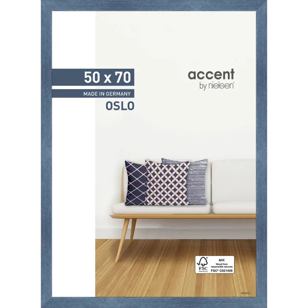 Holz Bilderrahmen Oslo 50x70 cm | Blau | Normalglas (2 mm)