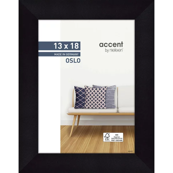 Cadre en bois Oslo 13x18 cm | noir | verre standard (2 mm)