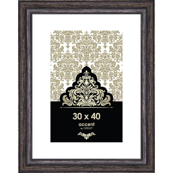 Holz Bilderrahmen Vintage 30x40 cm | Schwarz | Normalglas (2 mm)