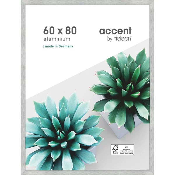 Alu-Bilderrahmen Star 60x80 cm | Silber matt | Normalglas (2 mm)