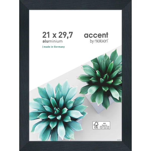 Cadre en aluminium Star 21x29,7 cm (A4) | noir mat | verre standard (2 mm)