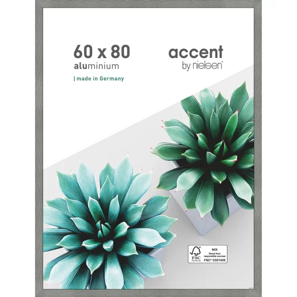 Alu-Bilderrahmen Star 60x80 cm | Grau | Normalglas (2 mm)