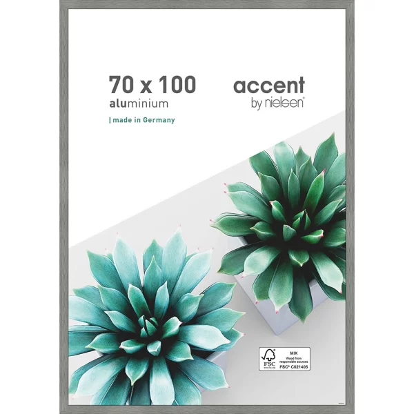 Alu-Bilderrahmen Star 70x100 cm | Grau | Normalglas (2 mm)