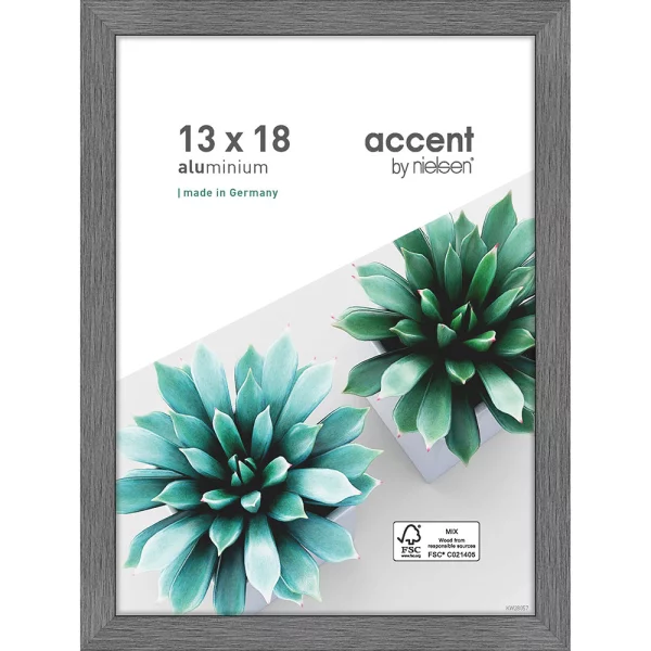 Alu Bilderrahmen Star 13x18 cm | Grau | Normalglas (2 mm)