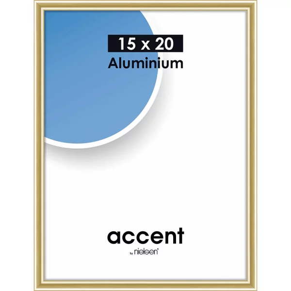 Alu Bilderrahmen Accent 15x20 cm | Gold glanz | Normalglas (2 mm)