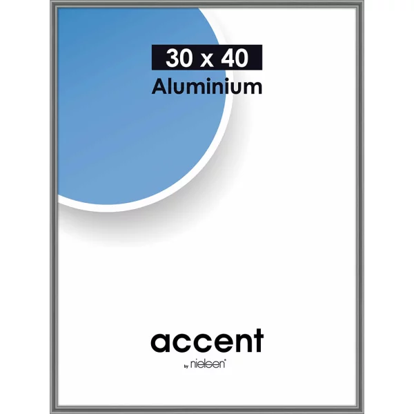 Alu Bilderrahmen Accent 30x40 cm | Stahlgrau | Normalglas (2 mm)